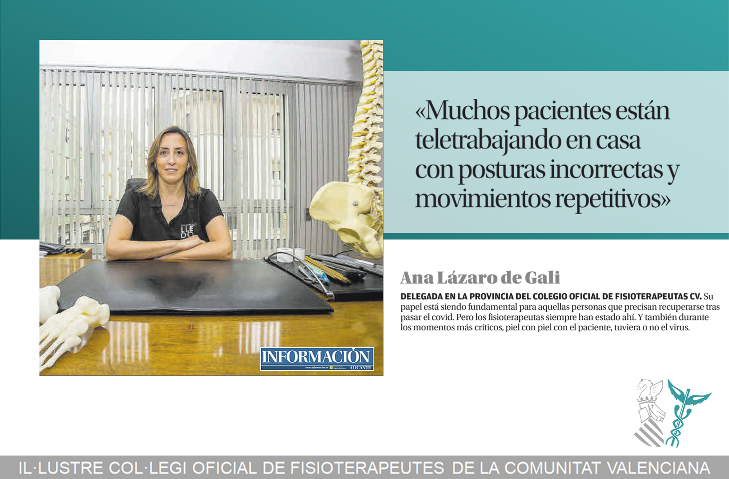 Ana Lázaro: "Muchos pacientes están teletrabajando en casa con posturas incorrectas y movimientos repetitivos"