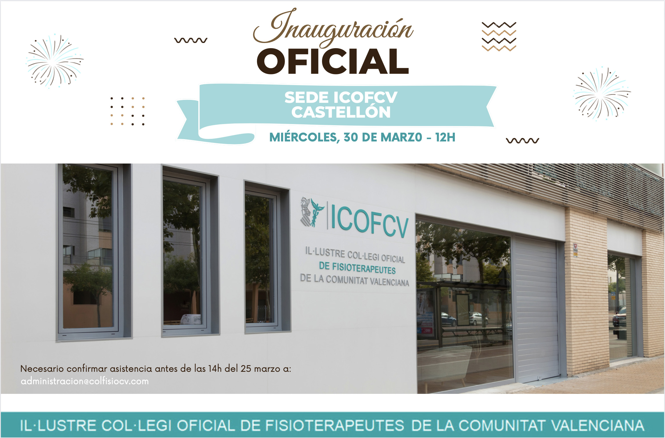 30 de marzo, inauguración oficial de la nueva Delegación de Castellón del ICOFCV