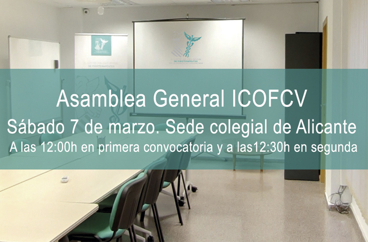 El ICOFCV celebrará su Asamblea General el sábado 7 de marzo en Alicante