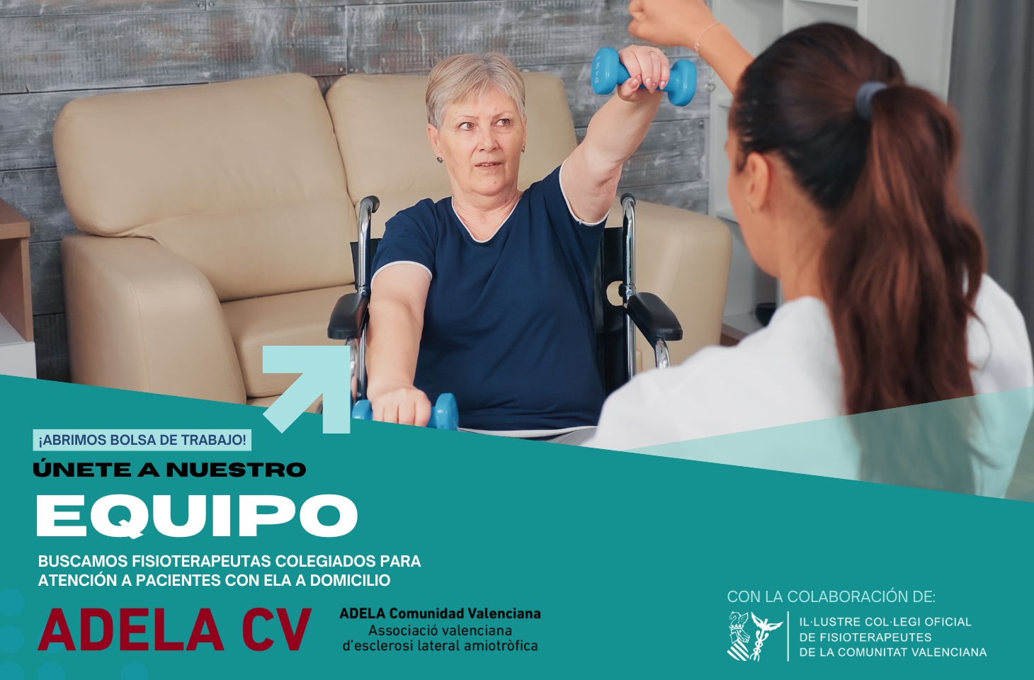ADELA-CV abre una nueva bolsa de empleo para fisioterapeutas: atención domiciliaria a pacientes con ELA ADELA-CV abre una nueva bolsa de empleo para fisioterapeutas: atención domiciliaria a pacientes con ELA