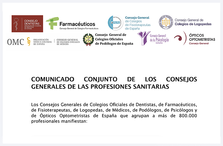 Comunicado conjunto: Las personas con patología deben ser tratadas solo por profesionales sanitarios Comunicado conjunto: Las personas con patología deben ser tratadas solo por profesionales sanitarios