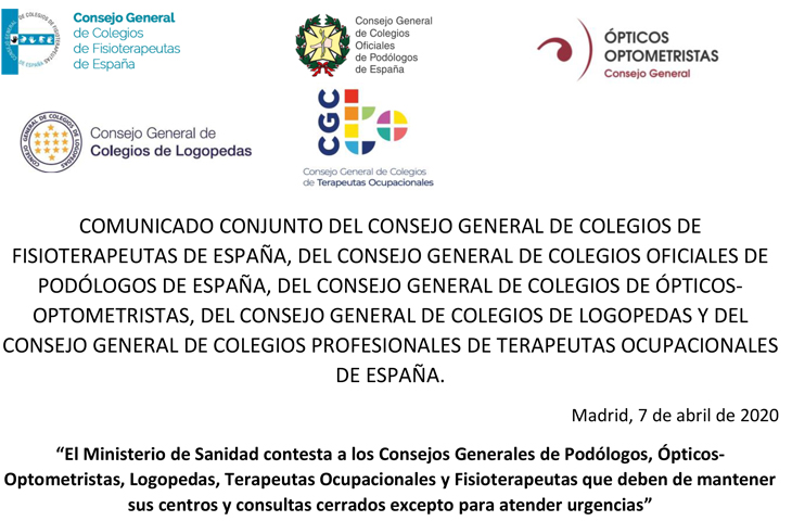Comunicado conjunto profesiones sanitarias