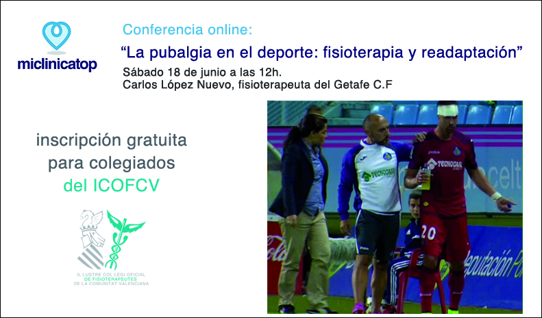 Conferencia online gratuita para colegiados de Miclinicatop sobre “La pubalgia en el deporte: fisioterapia y readaptación” Conferencia online gratuita para colegiados de Miclinicatop sobre “La pubalgia en el deporte: fisioterapia y readaptación”