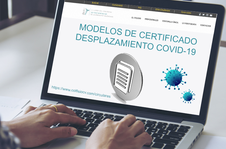 Nuevos Modelos de Certificado de Desplazamiento COVID-19 en la zona privada para colegiados
