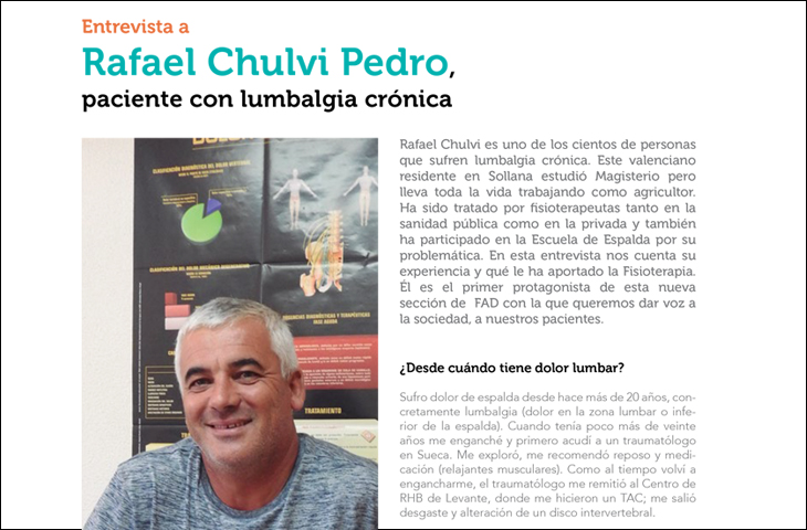 La veu del pacient: entrevista a Rafael Chulvi, paciente con lumbalgia crónica (Día Mundial contra el Dolor)