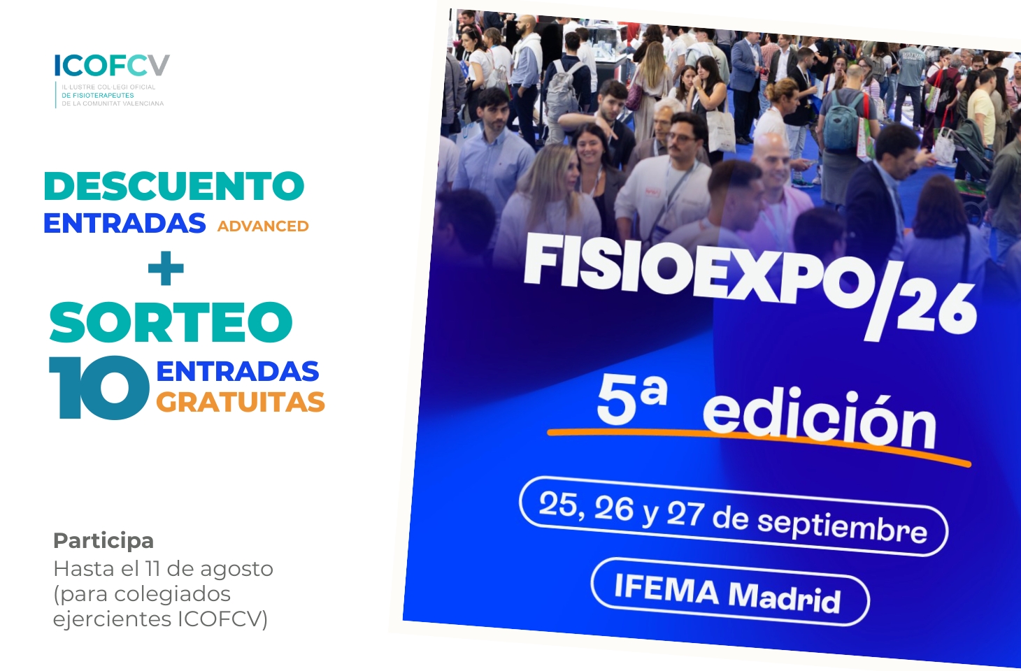 El ICOFCV ofrece un descuento exclusivo y sortea 10 entradas para FisioExpo2026