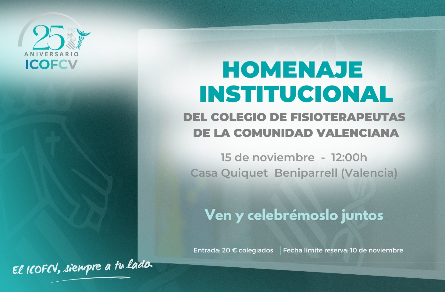 El ICOFCV celebrará su Homenaje Institucional el 15 de noviembre en Casa Quiquet