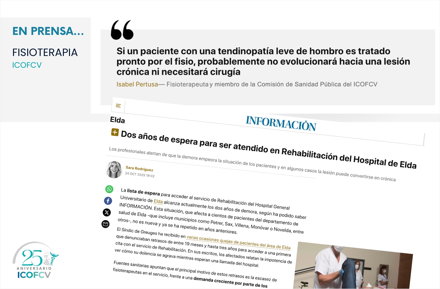 El Diario Información visibiliza las largas listas de espera en Rehabilitación del Hospital de Elda por falta de fisioterapeutas El Diario Información visibiliza las largas listas de espera en Rehabilitación del Hospital de Elda por falta de fisioterapeutas