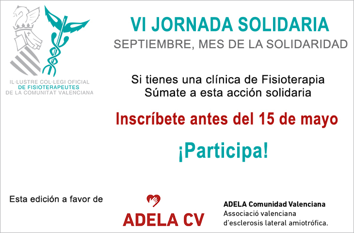 Abierta la inscripción a la VI Jornada Solidaria del ICOFCV. Si tienes una clínica de fisioterapia, ¡participa! Abierta la inscripción a la VI Jornada Solidaria del ICOFCV. Si tienes una clínica de fisioterapia, ¡participa!
