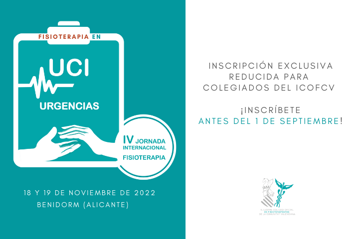 Inscripción exclusiva a precio muy reducido para colegiados del ICOFCV a la IUV Jornada Internacional de Fisioterapia Inscripción exclusiva a precio muy reducido para colegiados del ICOFCV a la IUV Jornada Internacional de Fisioterapia