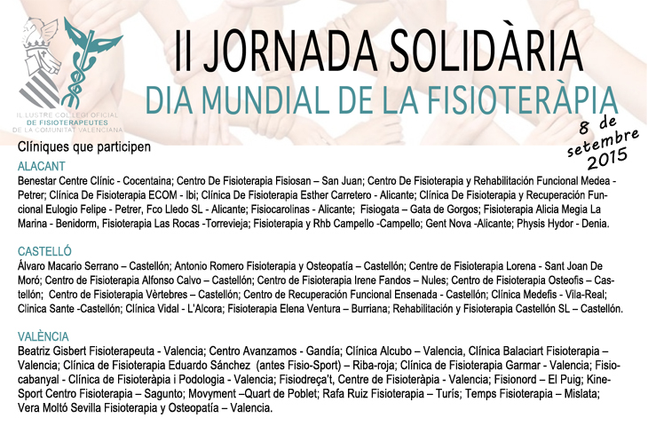 Más de 40 clínicas participan en la II Jornada Solidaria del ICOFCV que se celebra el próximo 8 de septiembre 