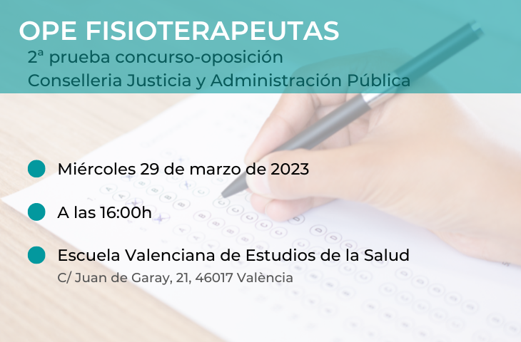 29 de marzo, fecha del segundo examen de la OPE de Justicia y Administración Pública para fisioterapeutas