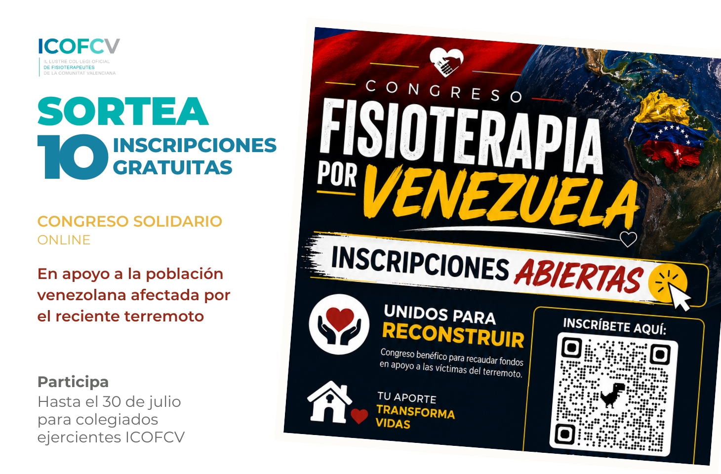 Sorteamos 10 inscripciones para el Congreso Solidario 'Fisioterapia por Venezuela' 