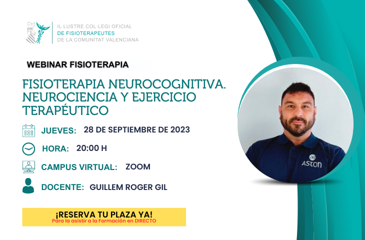 Nuevo webinar gratuito para colegiados sobre “Fisioterapia Neurocognitiva. Neurociencia y Ejercicio Terapéutico.” ¡Reserva tu plaza!