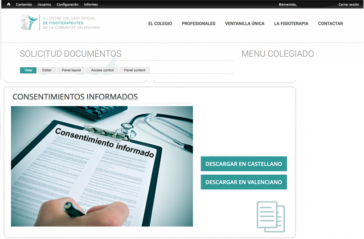 Vuelven a estar disponibles los consentimientos informados en la web Colegio Fisioterapeutas Comunidad Valenciana