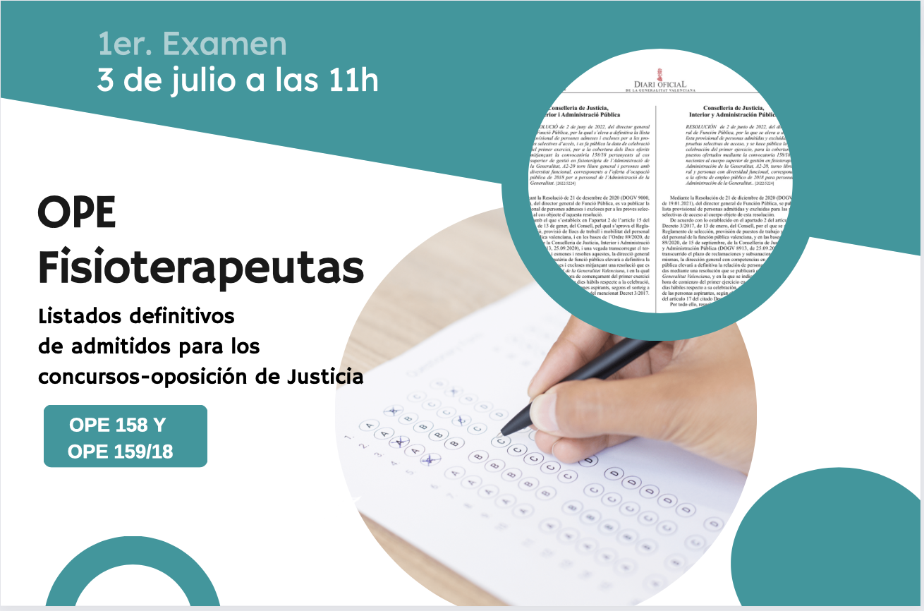 Publicados los listados definitivos de admitidos para las OPE de fisioterapeuta convocadas por Justicia