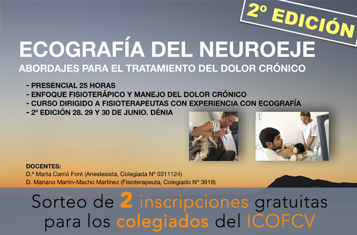 Sorteo de 2 inscripciones gratuitas para la 2ª edición del curso “Ecografía del Neuroeje” dirigido a los colegiados del ICOFCV