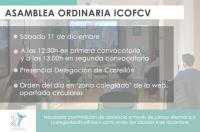 Convocada Asamblea General Ordinaria el próximo 11 de diciembre en la Delegación de Castellón