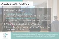 Convocadas Asambleas Generales Ordinaria y Extraordinaria el próximo 8 de abril en la sede de Valencia