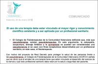 El uso de una terapia debe estar vinculado al mayor rigor y conocimiento científico existente y a ser aplicada por un profesional sanitario - ICOFCV