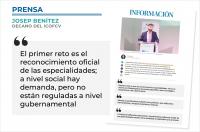 Josep Benítez: «El primer reto es el reconocimiento oficial de las especialidades; hay demanda social, pero no están reguladas a nivel gubernamental»