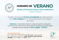 Horario de verano de las sedes colegiales