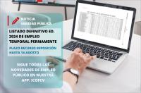 Sanidad publica el listado definitivo de la Ed. 2024 de la Lista de Empleo Temporal Permanente
