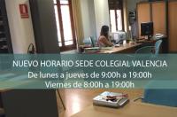 Se amplía el horario de atención a los colegiados de la sede de Valencia