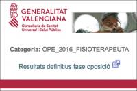 La conselleria de Sanidad ha publicado la lista definitiva de aprobados de la OPE de Fisioterapia turno libre. Los aspirantes que han superado la fase de oposición dispondrán de un plazo de 10 días hábiles, a contar desde  el 16 de octubre-, para la presentación de los méritos valorables en la fase de concurso.