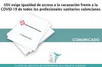USV exige igualdad de acceso a la vacunación frente a la COVID-19 de todos los profesionales sanitarios valencianos